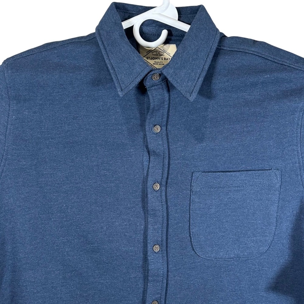 St Johns Bay Mens Large Heather Blue Long Sleeve Button Down Shirt New